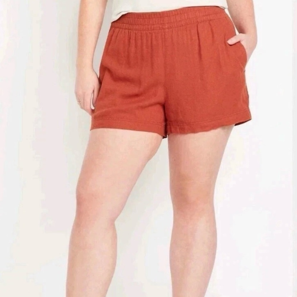 Briggs Women's Linen Blend Short Orange -M